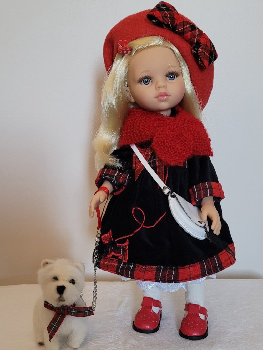 Sweet "Walk in the Park" Custom 32cm Paola Reina Doll with Needle Felted Westie
